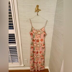 See You Monday Pink and Green Patterned Maxi Dress